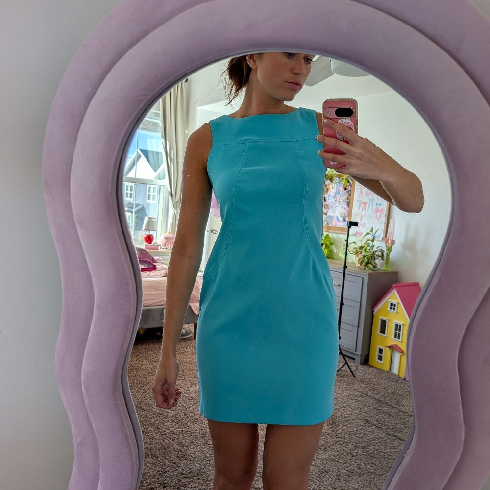 Retro Vintage Elegant Teal Sleeveless Dress Size 6